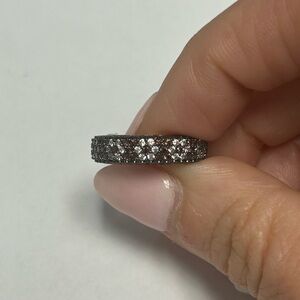 Suzy Levian Sterling Silver Brown White CZ Floral Ring NWT